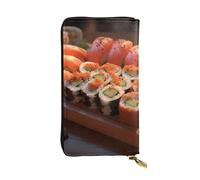 YYHWHJDE Delicious Sushi Printed Leather long clutch wallet Designed for fashion girls and women stylish and personalized 7.48 x 4.13 in, Black, One Size
