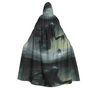 YYHWHJDE Demon On The Ocean Prints Halloween Adult Hooded Cape Men'S And Women'S Clothing Mantle Role-Playing