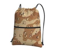 YYHWHJDE Desert Camo Prints Drawstring Backpack - Lightweight Water-Resistant Gym Bag with Zipper Pocket for Travel & Sports