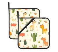 YYHWHJDE Desert creatures Prints Square pot mat two-piece set, insulated, thickened, waterproof, easy to clean