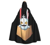 YYHWHJDE Devil Bunny In The Box Picture Halloween Adult Hooded Cape Cloak No Zipper, Comfortable For Costume Parties