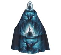 YYHWHJDE Devil In The Ocean Pattern Halloween Adult Hooded Cape Cloak For Role-Playing, Stage Costumes, Parties Easy Care
