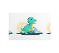 YYHWHJDE Dinosaur Next to The Moon Prints Placemats Set of 6 12x18in - Engineered for Durability & Heat Resistance with Quality Polyester