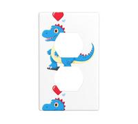 YYHWHJDE Dinosaur with Love Heart Picture Double Socket Wall Panel Decorative is Durable and Suitable for Socket Light Switch Accessories 4.5x2.76in