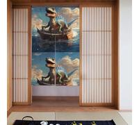 YYHWHJDE Dinosaurs on the boat Prints Curtain two Pieces Spliced 34x56in Fabric curtains, room dividers for Hanging Between Rooms, at Doorways
