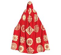 YYHWHJDE Display Of Auspicious Icons Pattern Halloween Adult Hooded Cape Cloak For Role-Playing, Stage Costumes, Parties Easy Care
