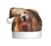 YYHWHJDE dog golden retriever Pattern Christmas Hat for Adult Soft and Fluffy, Ideal for Long-Term Use