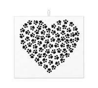 YYHWHJDE Dog Paw Print Love Heart Prints Kitchen Drying Mat - Absorbent Microfiber Dish Drying Throw with Vibrant Prints, Quick-Dry Countertop Layer for Dishes