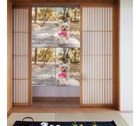 YYHWHJDE Dog Running Toward You Picture Curtain two Pieces Spliced 34x56in Fabric curtains, room dividers Fabric, Smooth & Not Easily Wrinkled