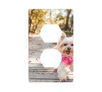YYHWHJDE Dog Running Toward You Prints Double Socket Wall Panel Decorative for Residential and Commercial Areas 4.5x2.76in