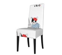 YYHWHJDE Dog With Eiffel Tower Prints Protection Cover for Dining Chair - Stretch Slipcovers for a Fresh, Refreshed Dining Room Look!