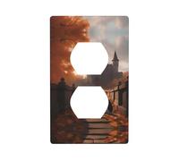 YYHWHJDE Dogs in The Fall Pattern Double Socket Wall Panel Decorative for Residential and Commercial Areas 4.5x2.76in