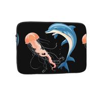 YYHWHJDE Dolphin and Jellyfish Encounter Prints Protective Shockproof Portable Laptop Sleeve Case 12 inch for Men and Women Business Travel, and Office Daily Use
