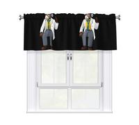 YYHWHJDE Donkey Doctor Listening to Music Prints Short Curtains with Valance Rod 54x18in Home Decor for Kitchen Bathroom Laundry Room Studio Upper Window