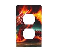 YYHWHJDE Dragon King in Fire Pattern Double Socket Wall Panel Decorative for Residential and Commercial Areas 4.5x2.76in