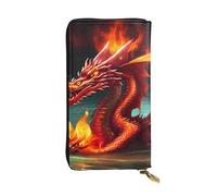 YYHWHJDE Dragon King in Fire Picture Quality Leather Long Clutch Wallet Designed for Fashion Girls and Women Stylish 7.48 x 4.13 in