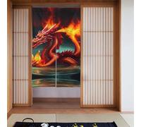 YYHWHJDE Dragon King in Fire Prints Door curtain partition splicing privacy protection suitable for kitchen, bathroom, room 34x56in