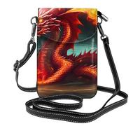 YYHWHJDE Dragon King In Fire Prints Small Leather Women'S Crossbody Flip Phone Bag, Waterproof And Durable