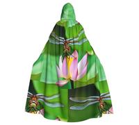 YYHWHJDE dragonfly on lotus flower Pattern Halloween Adult Hooded Cloak for various party and carnival settings
