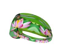 YYHWHJDE Dragonfly on Lotus Flower Picture Sports Headband for Women Sweat Proof Bandeau Summer Elastic Band