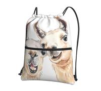 YYHWHJDE Drawing Alpaca Prints Drawstring Backpack Waterproof Gym Bag - Lightweight Foldable Sport Cover with Zipper Pocket for Travel Hiking