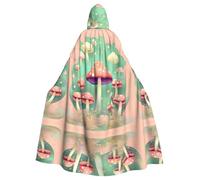 YYHWHJDE Dream Mushroom Prints Halloween Adult Hooded Cape Men'S And Women'S Clothing Mantle Role-Playing Black