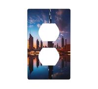 YYHWHJDE Dubai Sidewinder Tower Picture Double Socket Wall Panel Electrical Socket Cover Plate is Shatter Resistant and Durable 4.5x2.76in