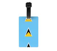 YYHWHJDE Durable PVC Luggage Tag with Detachable Wristbande Label Holder | Business Card Size for Travel, Backpacks, Suitcases, Gym Bags - Clear Nam Flag of Saint Lucia Prints