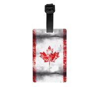 YYHWHJDE Durable PVC Luggage Tag with Detachable Wristbande Label Holder | Business Card Size for Travel, Backpacks, Suitcases, Gym Bags - Clear Nam Retro Canada Flag Prints