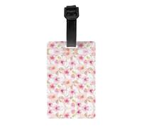 YYHWHJDE Durable PVC Luggage Tag with Detachable Wristbande Label Holder | Business Card Size for Travel, Backpacks, Suitcases, Gym Bags - Clear Nam Pink And Purple Floral Prints