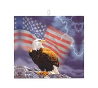 YYHWHJDE Eagle With Usa Flag Prints Kitchen Drying Mat - Absorbent Dish Drying Throw with Vibrant Prints, Quick-Dry Countertop Layer for Dishes & Appliances - Non-Slip & Foldable