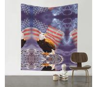 YYHWHJDE Eagle With Usa Flag Prints Wall Tapestry 60x51in - High-Grade Polyester Throw Blanket for Bedroom, Dorm, Beach & Picnic Decor