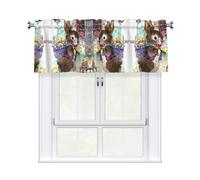 YYHWHJDE Easter Bunny Prints Curtain Valance 54x18in - Filtered Light Kitchen Throw with Rod Pocket, Peach Skin Fabric Layer for Bathroom, Laundry & Breakfast Nooks