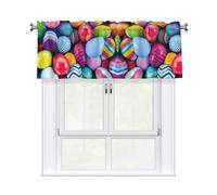 YYHWHJDE Easter Eggs Prints Curtain Valance 54x18in - Filtered Light Kitchen Throw with Rod Pocket, Peach Skin Fabric Layer for Bathroom, Laundry & Breakfast Nooks
