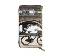 YYHWHJDE Eiffel Tower Bike Picture Quality Leather Long Clutch Wallet Designed for Fashion Girls and Women Stylish 7.48 x 4.13 in