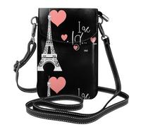YYHWHJDE Eiffel Tower Love Prints Small Leather Women'S Crossbody Flip Phone Bag, Waterproof And Durable