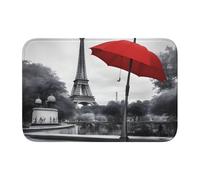 YYHWHJDE Eiffel Tower with Red Umbrella Picture Crystal Velvet Lock Edge Floor mat, Bedroom Carpet, Parlor, Dormitory Home Decoration