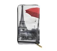 YYHWHJDE Eiffel Tower with Red Umbrella Picture Quality Leather Long Clutch Wallet Designed for Fashion Girls and Women Stylish 7.48 x 4.13 in