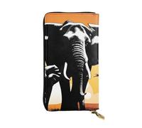 YYHWHJDE Elephant and Giraffe in The Sunset Picture Quality Leather Long Clutch Wallet Designed for Fashion Girls and Women Stylish 7.48 x 4.13 in