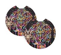 YYHWHJDE Elephant and Tree of Life Prints Car Cup Coasters 2-Pack - Premium Neoprene Drink Throws, Protect Cup Holders & Enhance Your Drive - Waterproof, Non-Slip Grip