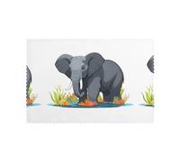 YYHWHJDE Elephant Entering The Ocean Prints Placemats Set of 6 12x18in - Engineered for Durability & Heat Resistance Polyester