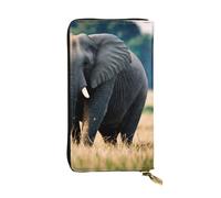 YYHWHJDE Elephant in The Grassland Printed Quality Leather Long Clutch Wallet Designed for Fashion Girls and Women Stylish 7.48 x 4.13 in