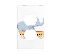 YYHWHJDE Elephant on a cart Prints Double Socket Wall Panel Electrical Socket Cover Plate Shatter Decoration Durable 4.5x2.76in