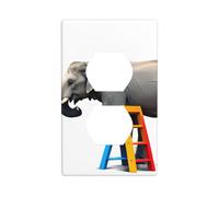 YYHWHJDE Elephant on Colorful Ladder Prints Double Socket Wall Panel Decorative for Residential and Commercial Areas 4.5x2.76in