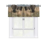 YYHWHJDE Elephants On The Grassland Prints Kitchen Tier Curtains 54x18 - Peach Skin Window Layers for Soft Light & Easy Style