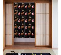 YYHWHJDE Elk and Santa Prints Door curtain partition splicing privacy protection suitable for kitchen, bathroom, room 34x56in