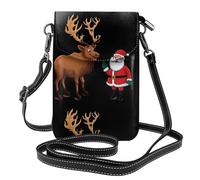YYHWHJDE Elk And Santa Prints Small Leather Women'S Crossbody Flip Phone Bag, Waterproof And Durable