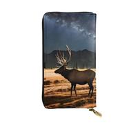 YYHWHJDE Elk in The Meadow Picture Quality Leather Long Clutch Wallet Designed for Fashion Girls and Women Stylish 7.48 x 4.13 in