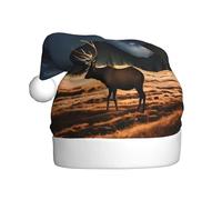YYHWHJDE Elk in the meadow Prints Christmas Hat for Adult Soft, lightweight Holiday party use