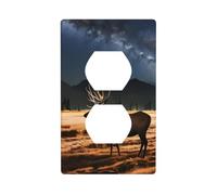 YYHWHJDE Elk in The Meadow Prints Double Socket Wall Panel Decorative for Residential and Commercial Areas 4.5x2.76in